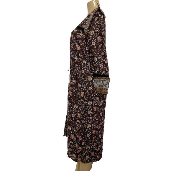 NWT Cleobella Lotus Midi Dress Lolita Block Print Long Sleeve Cotton Lin… - Picture 3 of 8